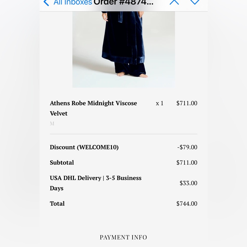 Luxurious Navy Velvet Robe - Picture 2 of 7